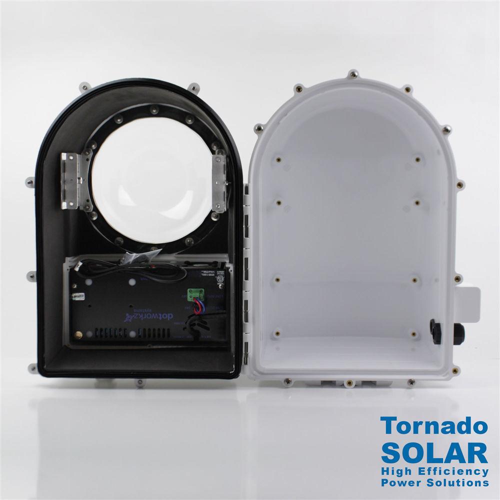Dotworkz D3 Power-Saver Tornado Dual Blower Outdoor Camera Enclosure for Solar Applications with Tinted Lens