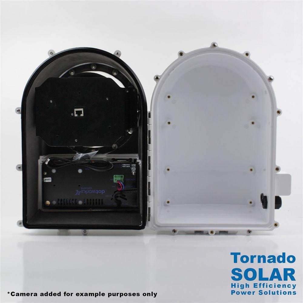 Dotworkz D3 Power-Saver Tornado Dual Blower Outdoor Camera Enclosure for Solar Applications with Tinted Lens