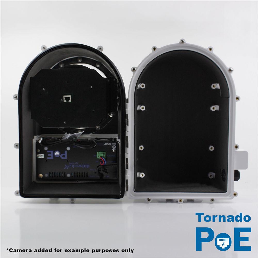 Dotworkz D3 Power-Saver Tornado Dual Blower Outdoor Camera Enclosure PoE Ready with Tinted Lens