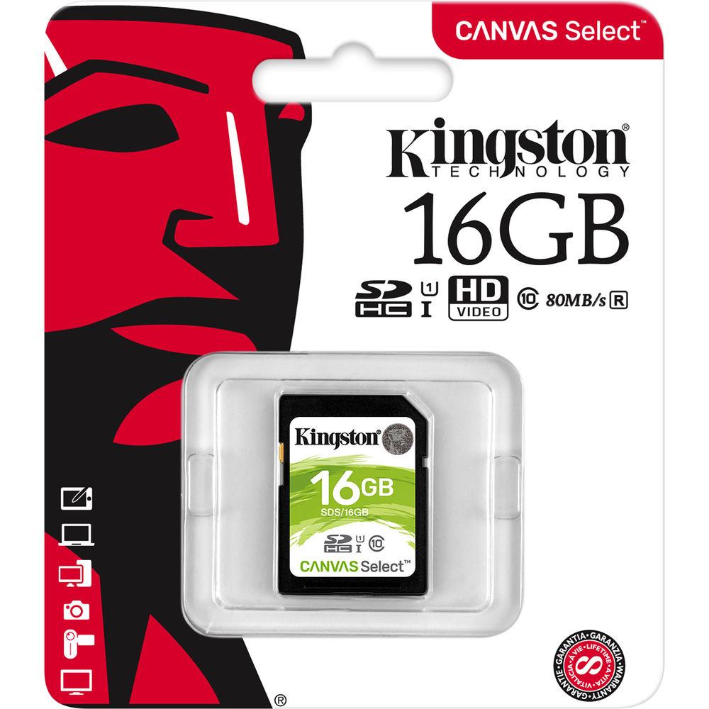 Kingston 16GB Canvas Select UHS-I SDHC Memory Card, Kingston, 16GB, Canvas, Select, UHS-I, SDHC, Memory, Card
