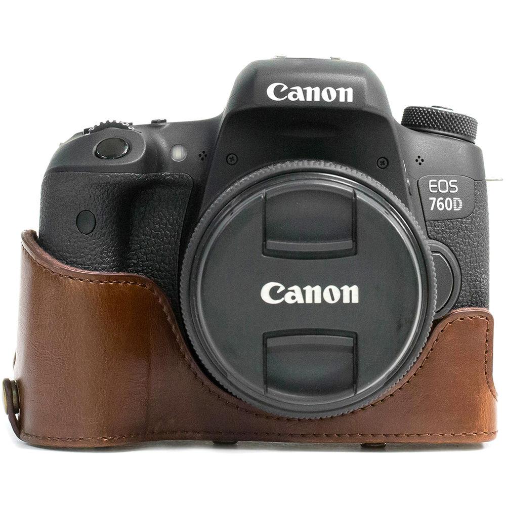 MegaGear Ever Ready PU Leather Case and Strap for Canon EOS T6s, 8000D & 18-55mm Lens