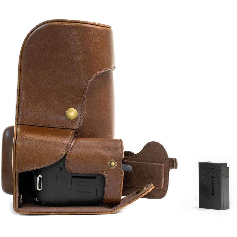 MegaGear Ever Ready PU Leather Case and Strap for Canon EOS T6s, 8000D & 18-55mm Lens