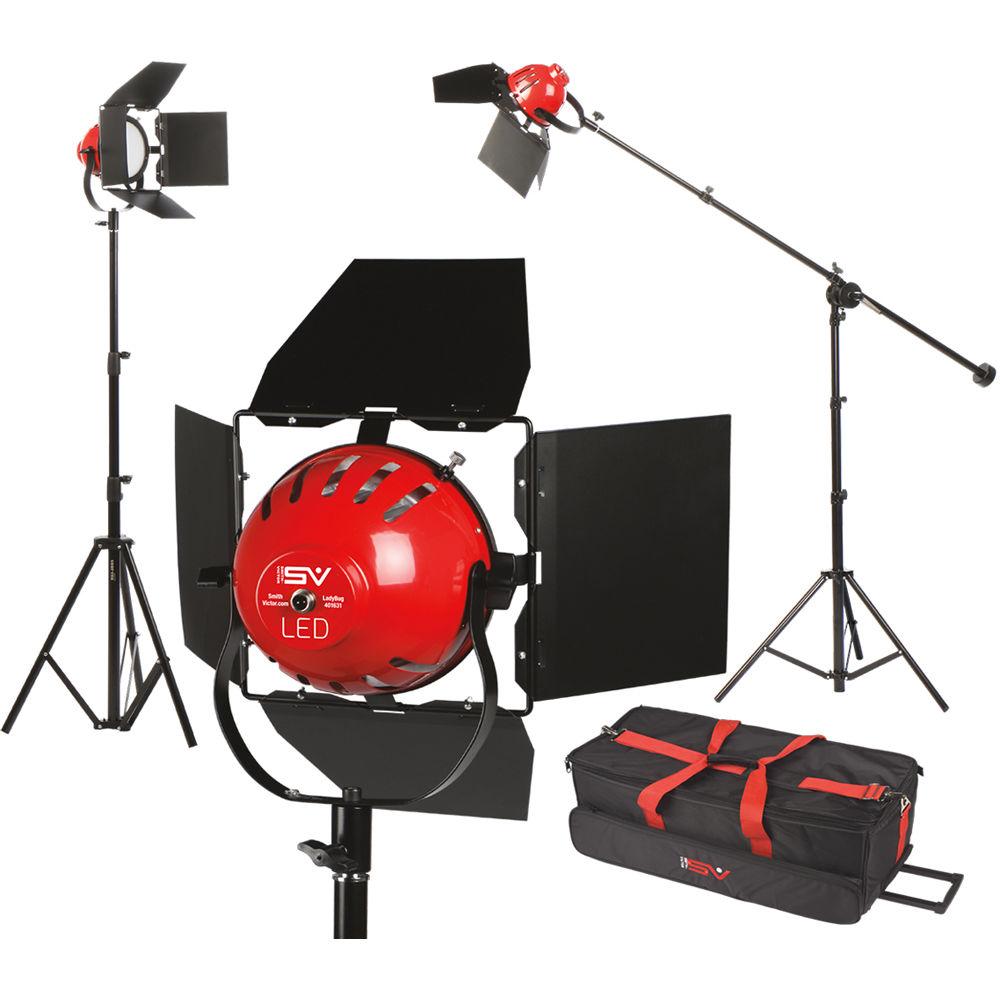 Smith-Victor LadyBug 1500 LED 3-Light Kit with Boom Arm