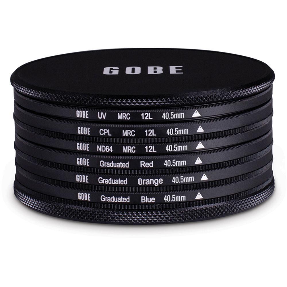 Gobe 40.5mm The Basics 1Peak UV, Circular Polarizer, ND64, Graduated Red, Graduated Orange, and Graduated Blue 6-Piece Filter Kit