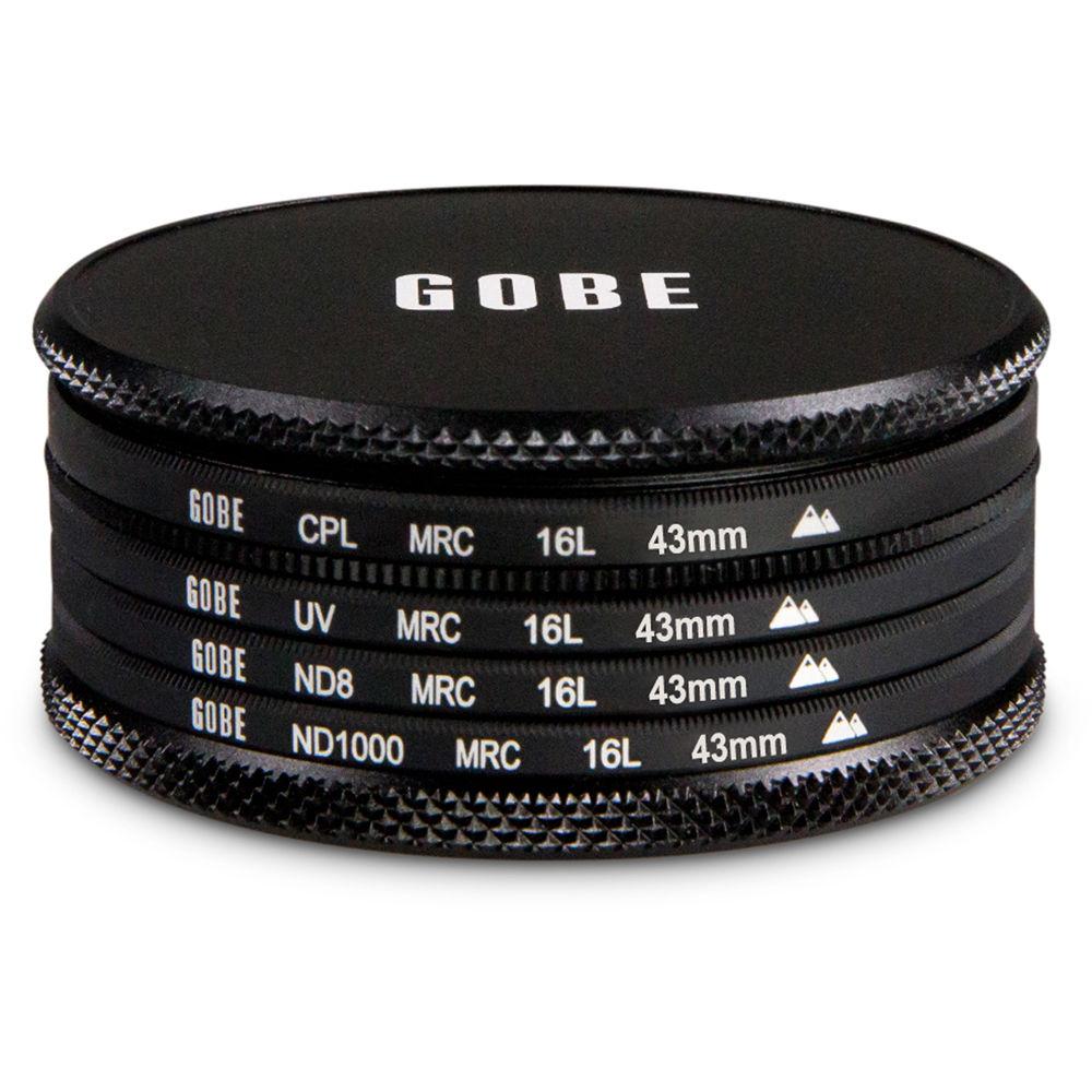 Gobe 43mm Essentials 2Peak UV, Circular Polarizer, ND8, and ND1000 Filter Kit