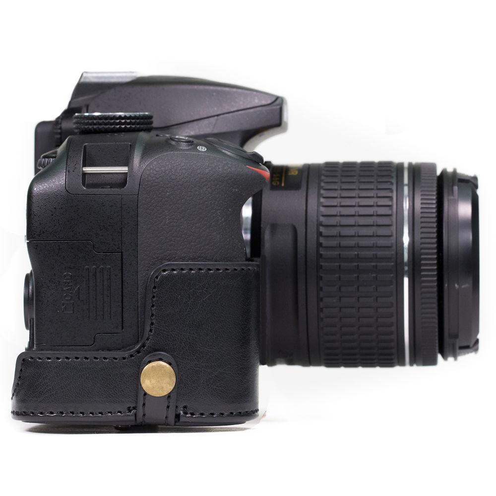 MegaGear Ever Ready PU Leather Case and Strap for Nikon D3400 with 18-55mm Lens