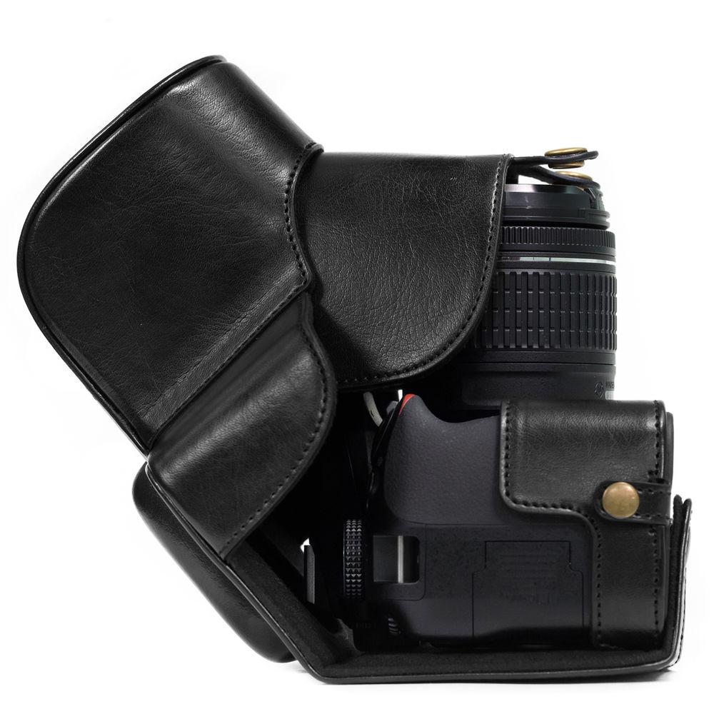 MegaGear Ever Ready PU Leather Case and Strap for Nikon D3400 with 18-55mm Lens