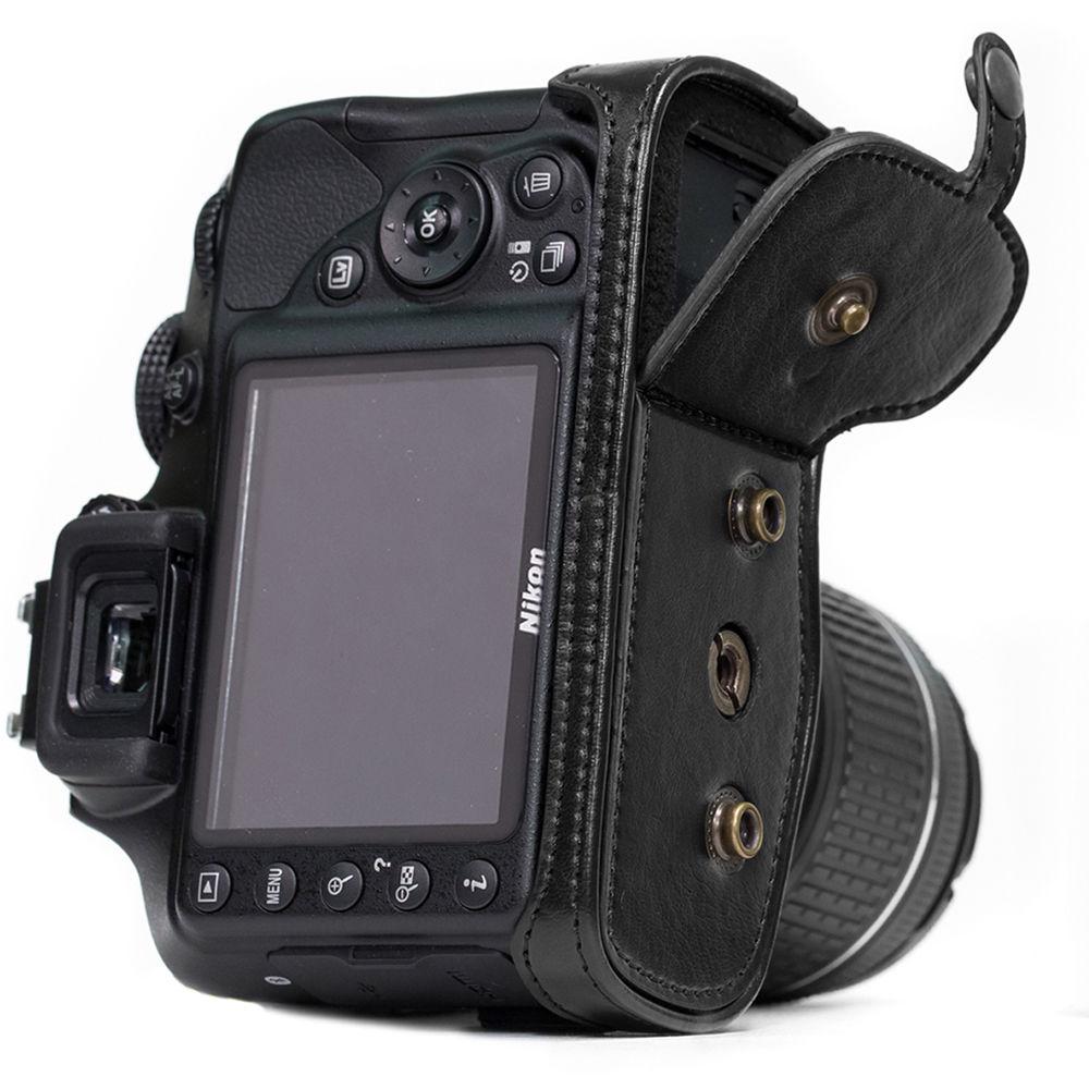 MegaGear Ever Ready PU Leather Case and Strap for Nikon D3400 with 18-55mm Lens