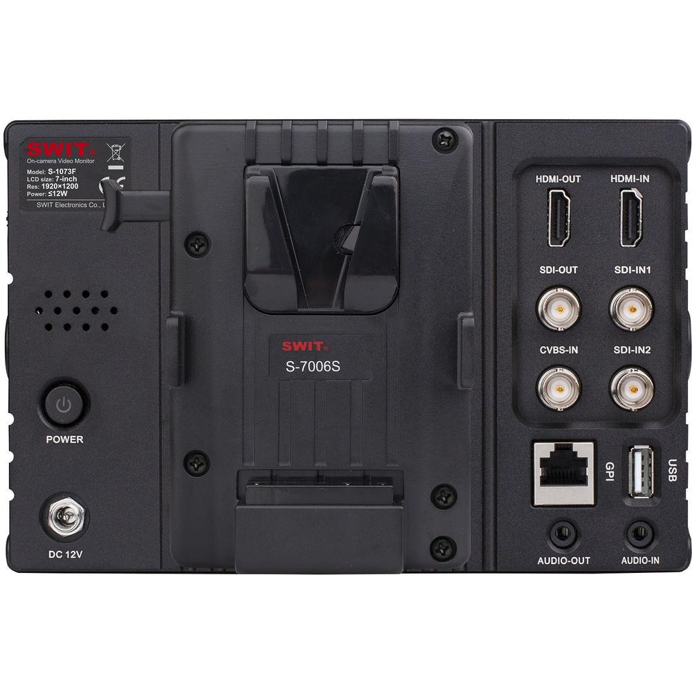 SWIT S-1073F 7" Full HD Waveform LCD Monitor with S-7006S V-Mount Battery Plate