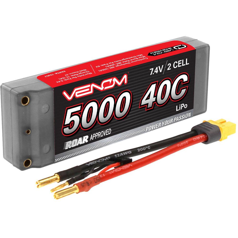 Venom Group Venom 40C 2S 5000mAh 7.4V Hard Case Lipo Battery Roar Approved With Uni Plug