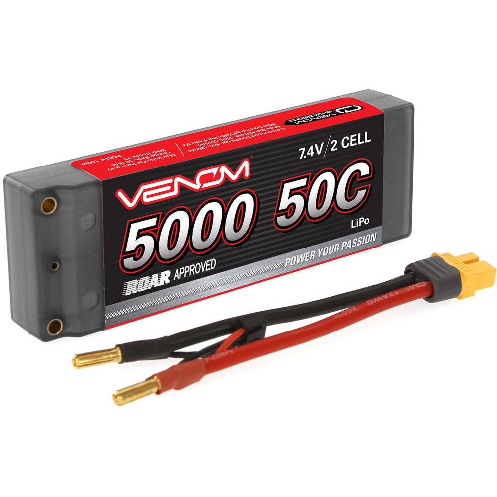 Venom Group Venom 50C 2S 5000mAh 7.4V Hard Case Lipo Battery Roar Approved With Uni Plug