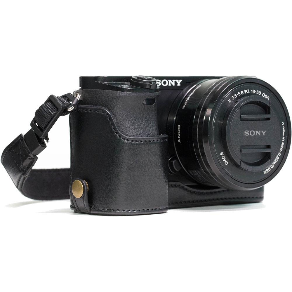 MegaGear Ever Ready Leather Half-Bottom Camera Case for Sony Alpha a6300 a6000