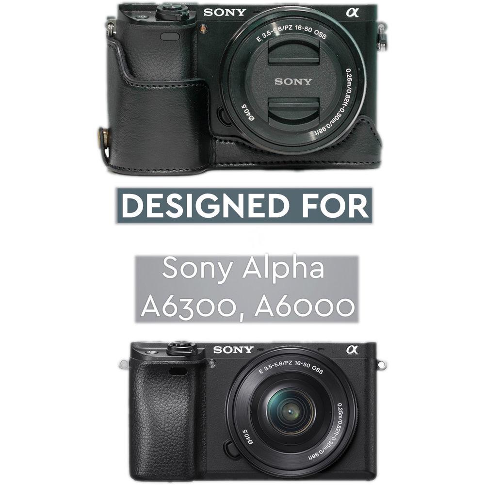 MegaGear Ever Ready Leather Half-Bottom Camera Case for Sony Alpha a6300 a6000