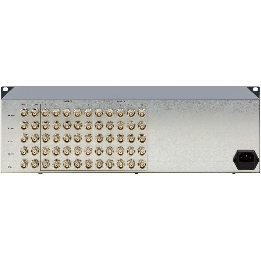 Kramer VP-10 1x10 RGBHV Video Distribution Amplifier - Gain and EQ, Sync Selection, Coupling selection, 3 Rack Units