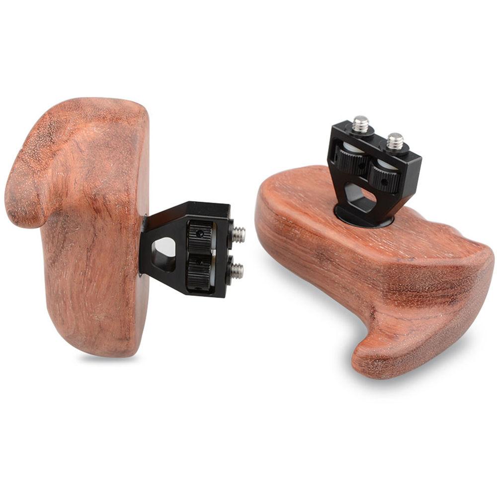 CAMVATE Left & Right Hand Wood Handle Grip for Select DV and DSLR Camera Cages