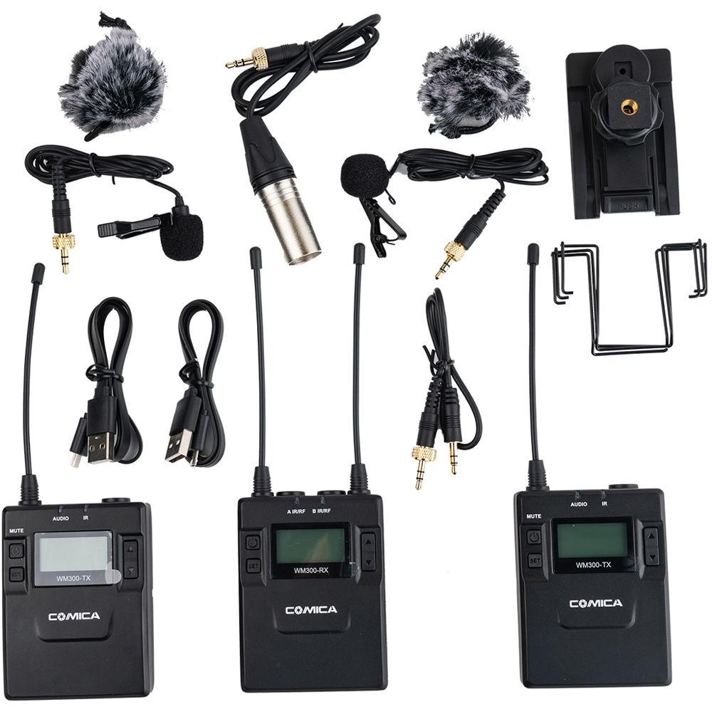 Comica Audio CVM-WM300A 2-Person Camera-Mount Wireless Omni Lavalier Microphone System with Rechargeable Batteries