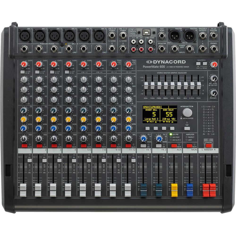 Dynacord Power Mixer,4 Mic Line 4 Mic Ster,Line Chs,3Aux,2-24Bit Ster.EFX,USB Audio Interface,2x1000W Amp Lid