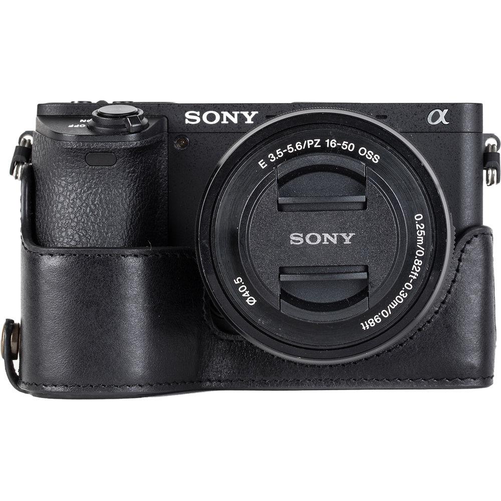 MegaGear Ever Ready Genuine Leather Camera Half Case and Strap for Sony Alpha a6500