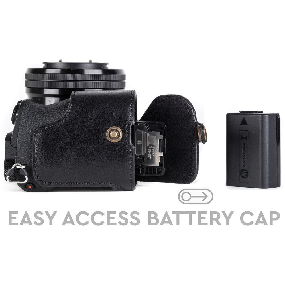 MegaGear Ever Ready Genuine Leather Camera Half Case and Strap for Sony Alpha a6500