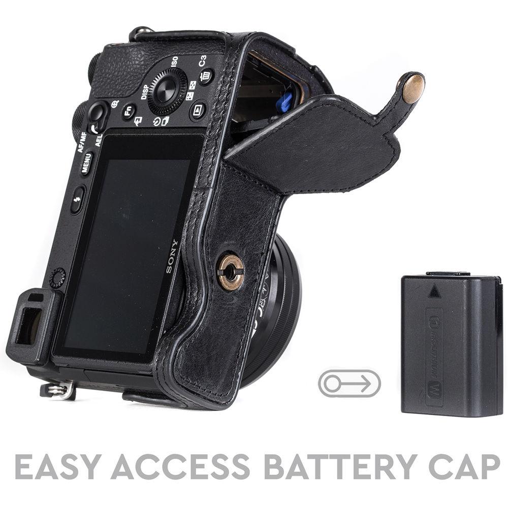 MegaGear Ever Ready Genuine Leather Camera Half Case and Strap for Sony Alpha a6500