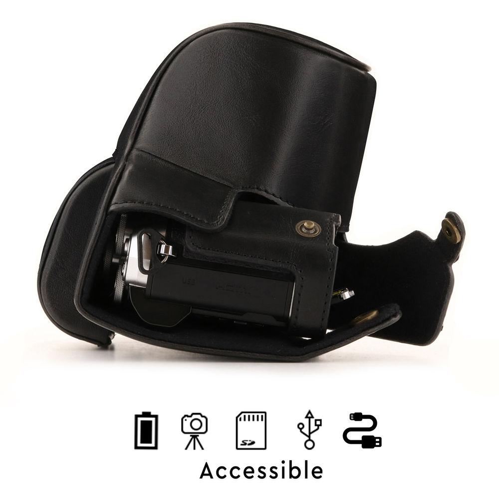 MegaGear Ever Ready Leather Camera Case for Olympus OM-D E-M10 Mark III with 14-42mm Lens
