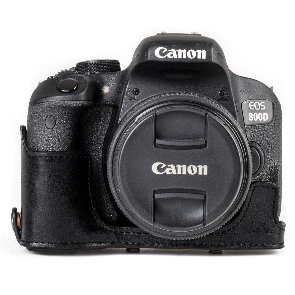 MegaGear Ever Ready Leather Case with Strap for Canon EOS Rebel T7i, 800D, Kiss X9i, 77D, 9000D and 18-55mm