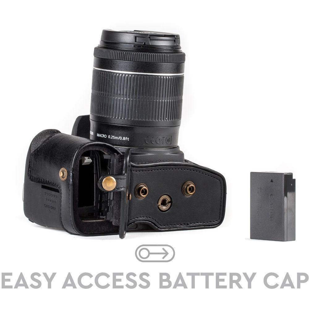 MegaGear Ever Ready Leather Case with Strap for Canon EOS Rebel T7i, 800D, Kiss X9i, 77D, 9000D and 18-55mm