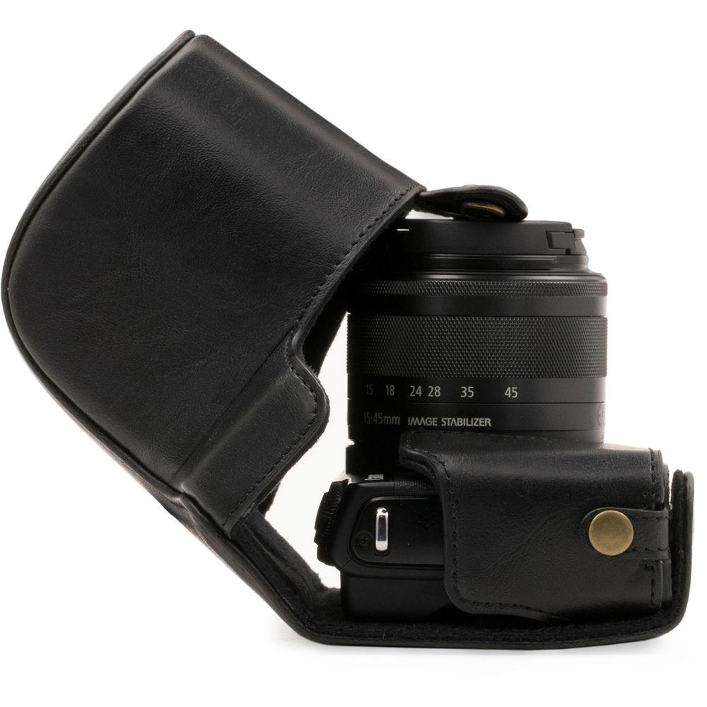 MegaGear Ever Ready PU Leather Case with Strap for Canon M100 with 15-45mm