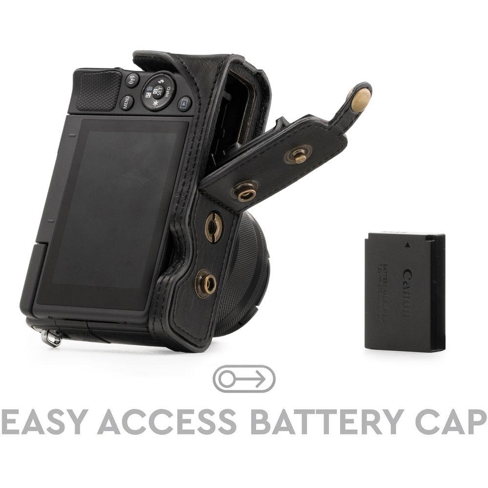 MegaGear Ever Ready PU Leather Case with Strap for Canon M100 with 15-45mm