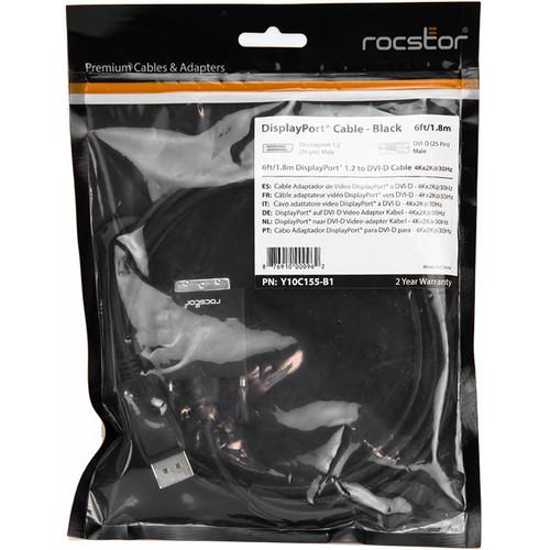 Rocstor DisplayPort 1.2 Male to DVI-D Male Adapter Cable