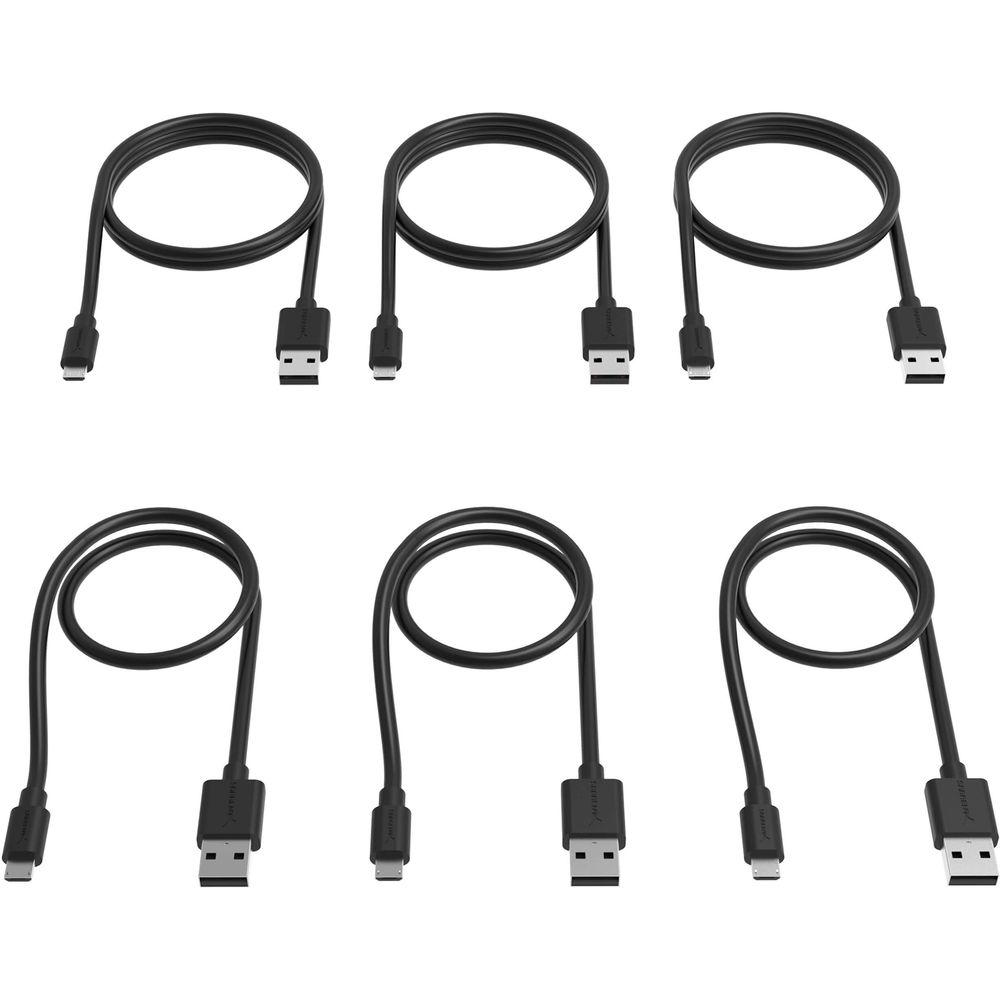 Sabrent USB 2.0 Type-A Male to Micro-USB Type-B Sync and Charge Cable 6-Pack