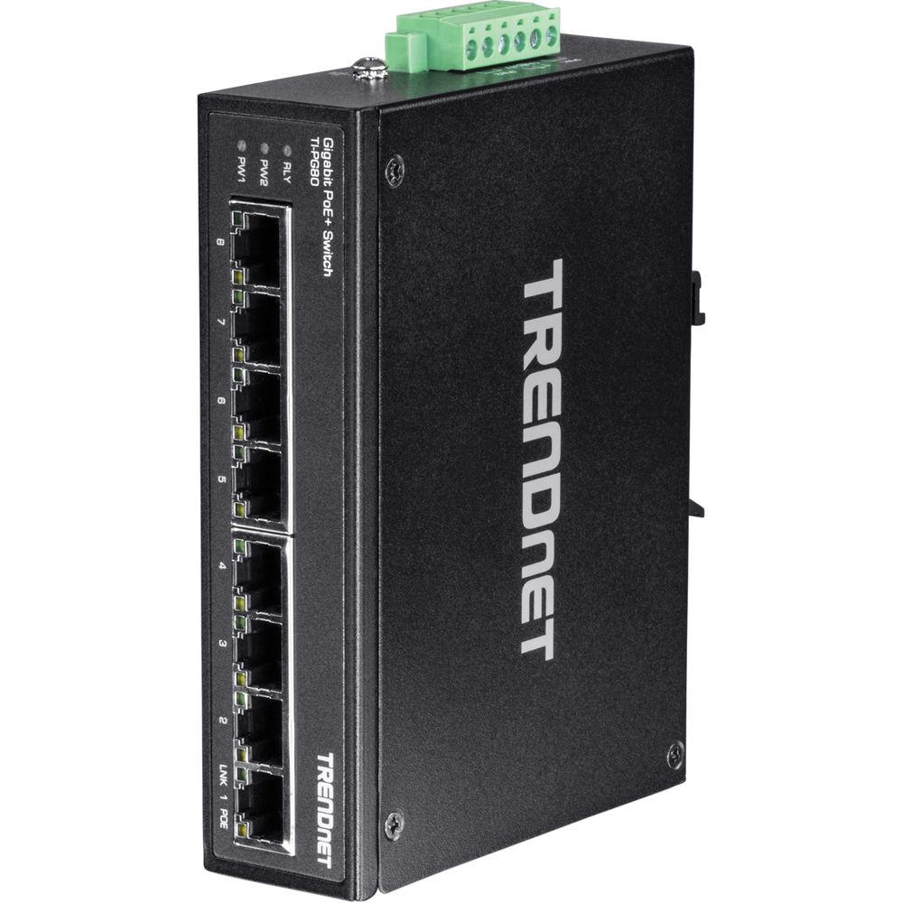 TRENDnet TI-PG80 8-Port Hardened Industrial Gigabit POE DIN-Rail Switch