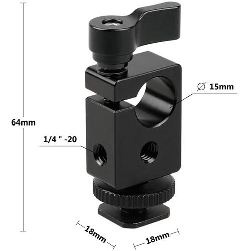 CAMVATE 15mm Single Rod Clamp with Shoe Mount Adapter
