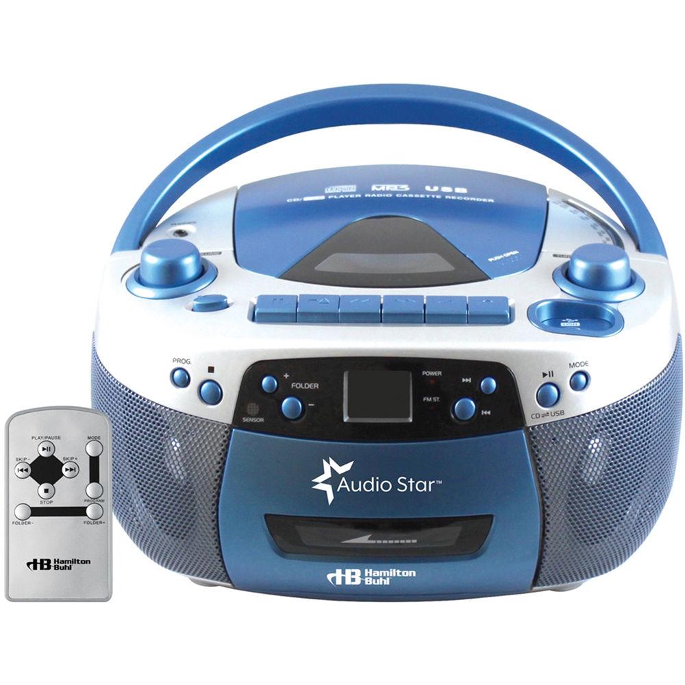 HamiltonBuhl AudioStar ALPHA 6-Station Listening Center with USB CD Cassette Radio, CD Tape-to-MP3 Converter & 6 Deluxe Headphones