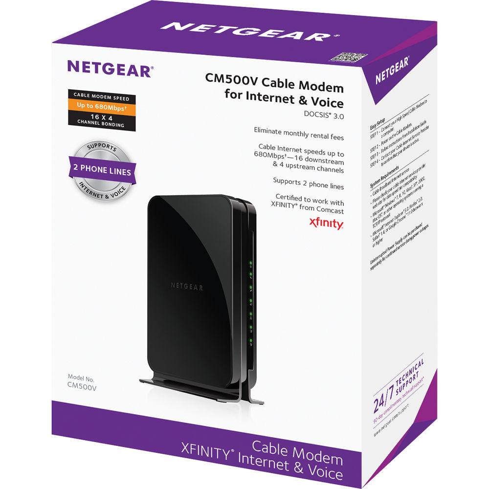 Netgear CM500V Cable Modem for Internet & Voice, Netgear, CM500V, Cable, Modem, Internet, &, Voice