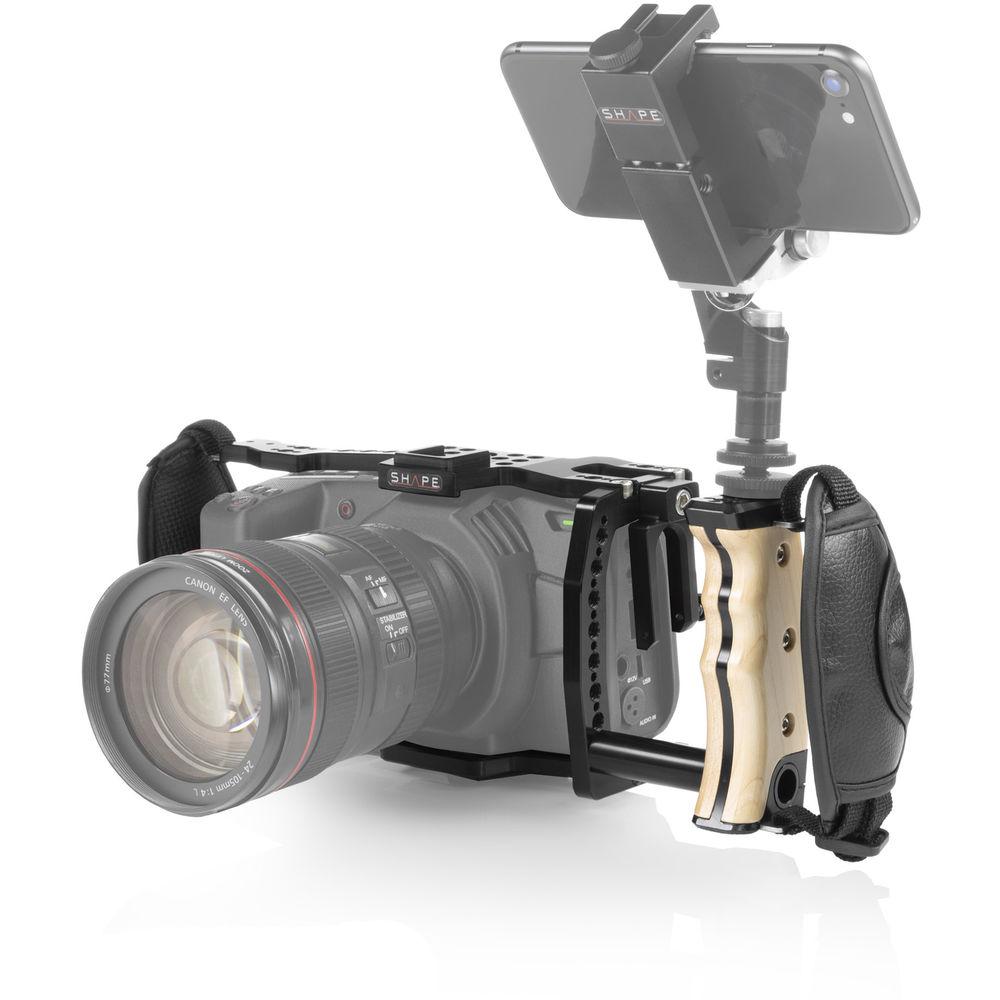 SHAPE Handheld Cage with Left-Side Wooden Handle for Blackmagic Pocket Cinema 4K