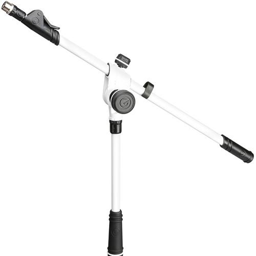 Gravity Stands Microphone Stand With Folding Tripod Base And 2-Point Adjustment Telescoping Boom White