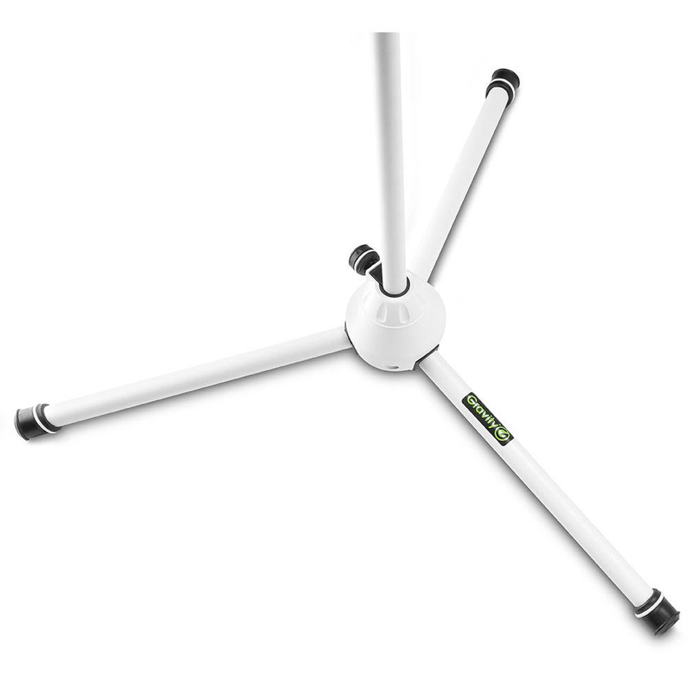 Gravity Stands Microphone Stand With Folding Tripod Base And 2-Point Adjustment Telescoping Boom White