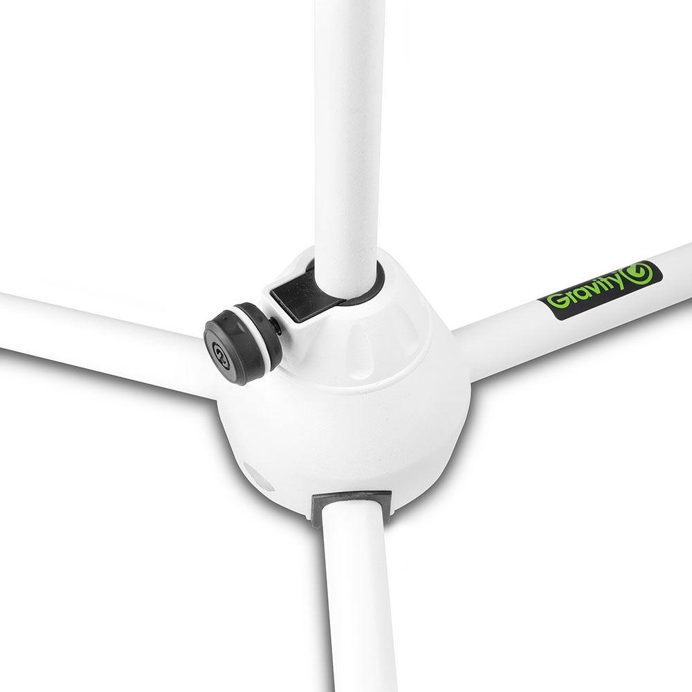 Gravity Stands Microphone Stand With Folding Tripod Base And 2-Point Adjustment Telescoping Boom White