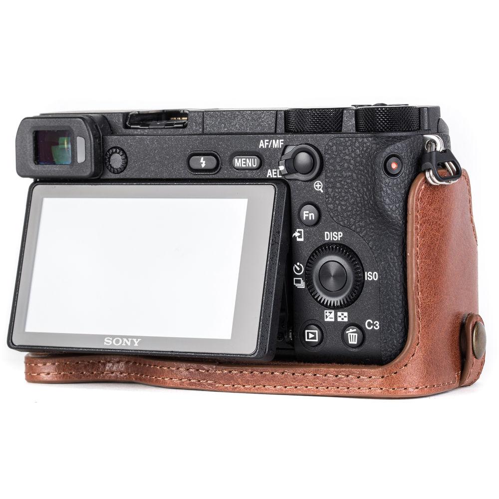 MegaGear Ever Ready Genuine Leather Camera Half Case and Strap for Sony Alpha a6500