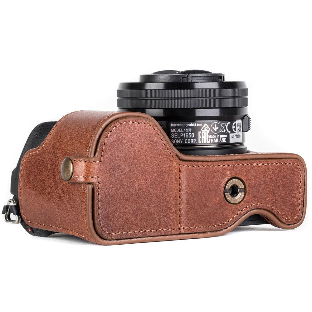 MegaGear Ever Ready Genuine Leather Camera Half Case and Strap for Sony Alpha a6500