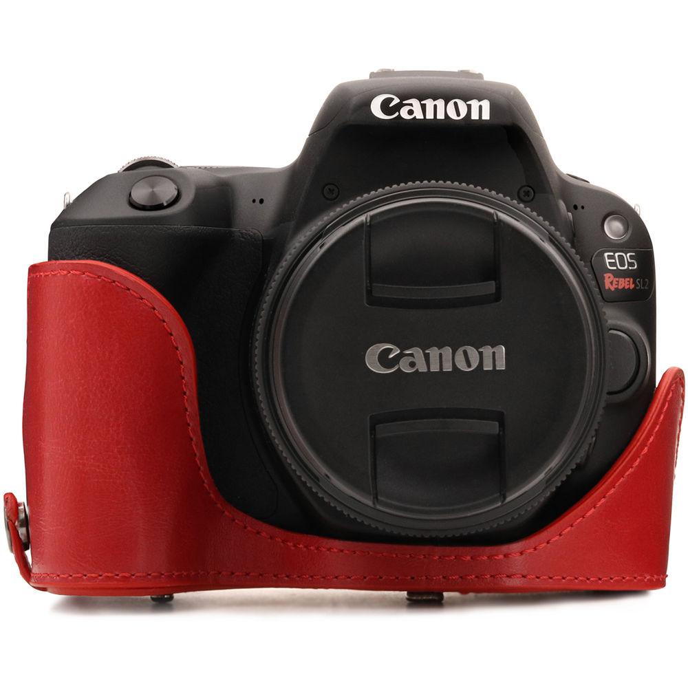 MegaGear Ever Ready PU Leather Case with Strap for Canon EOS Rebel SL2, EOS 200D & Kiss X9 with 18-55mm