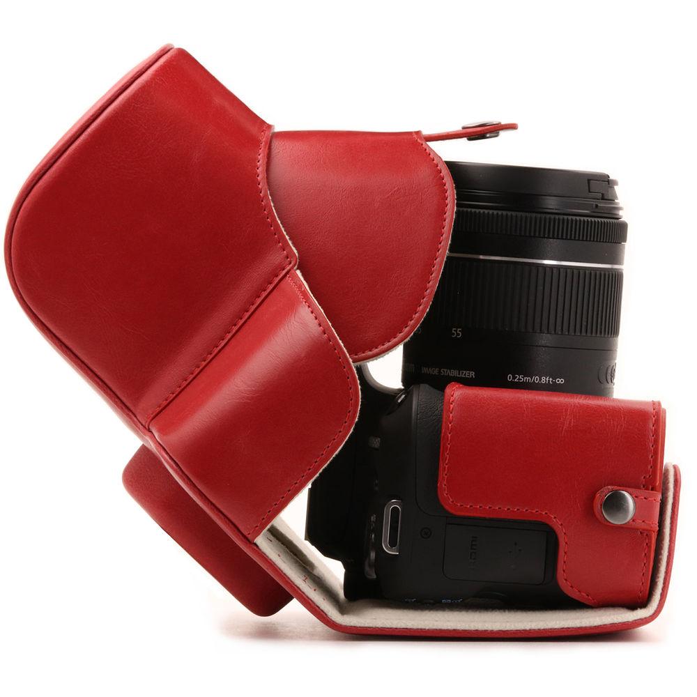 MegaGear Ever Ready PU Leather Case with Strap for Canon EOS Rebel SL2, EOS 200D & Kiss X9 with 18-55mm