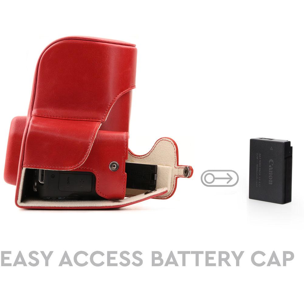 MegaGear Ever Ready PU Leather Case with Strap for Canon EOS Rebel SL2, EOS 200D & Kiss X9 with 18-55mm