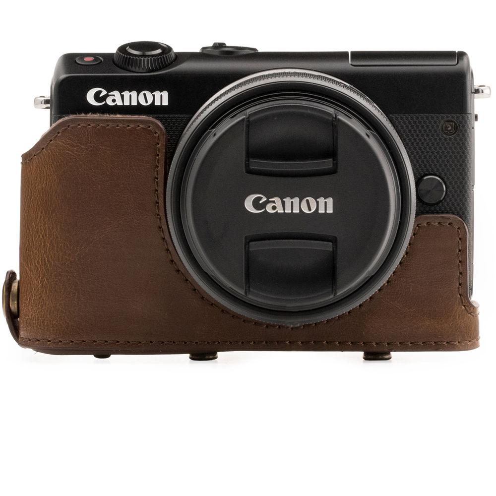 MegaGear Ever Ready PU Leather Case with Strap for Canon M100 with 15-45mm