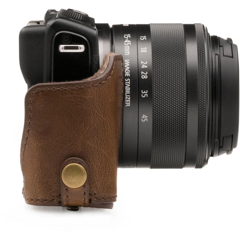 MegaGear Ever Ready PU Leather Case with Strap for Canon M100 with 15-45mm