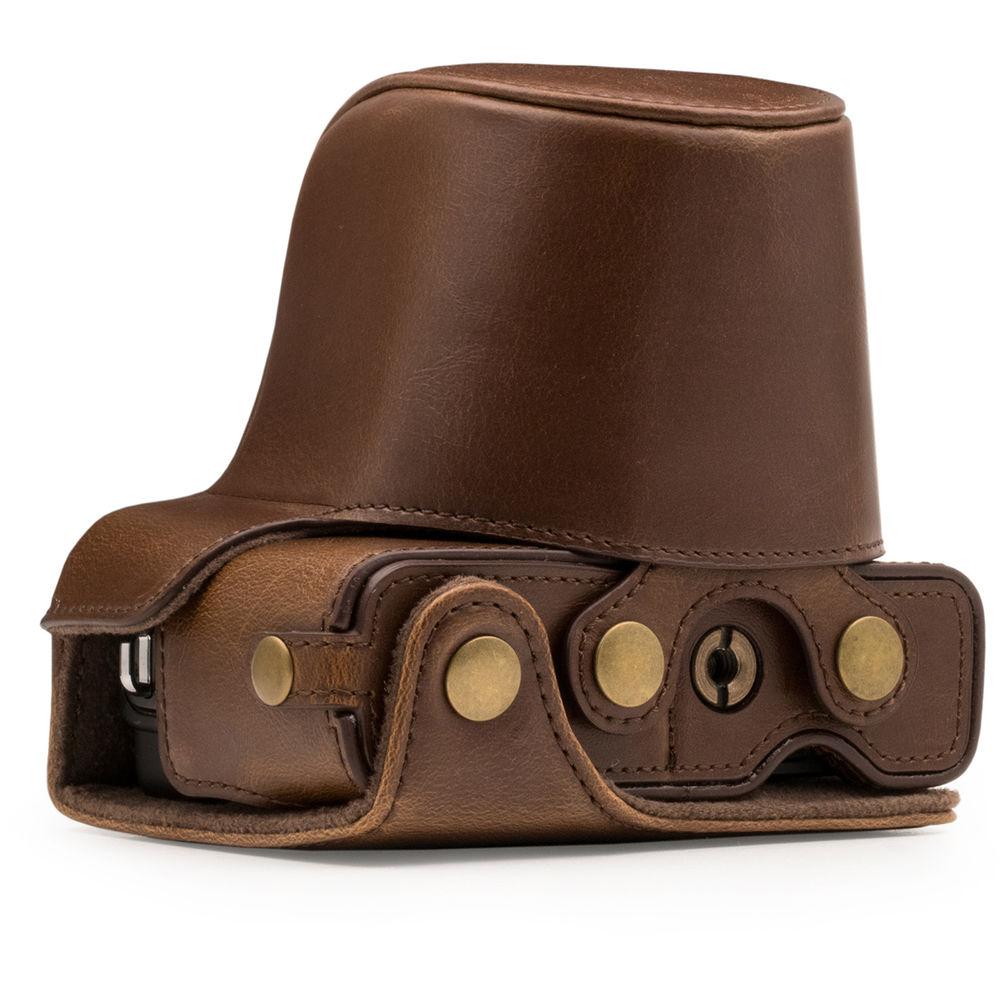 MegaGear Ever Ready PU Leather Case with Strap for Canon M100 with 15-45mm