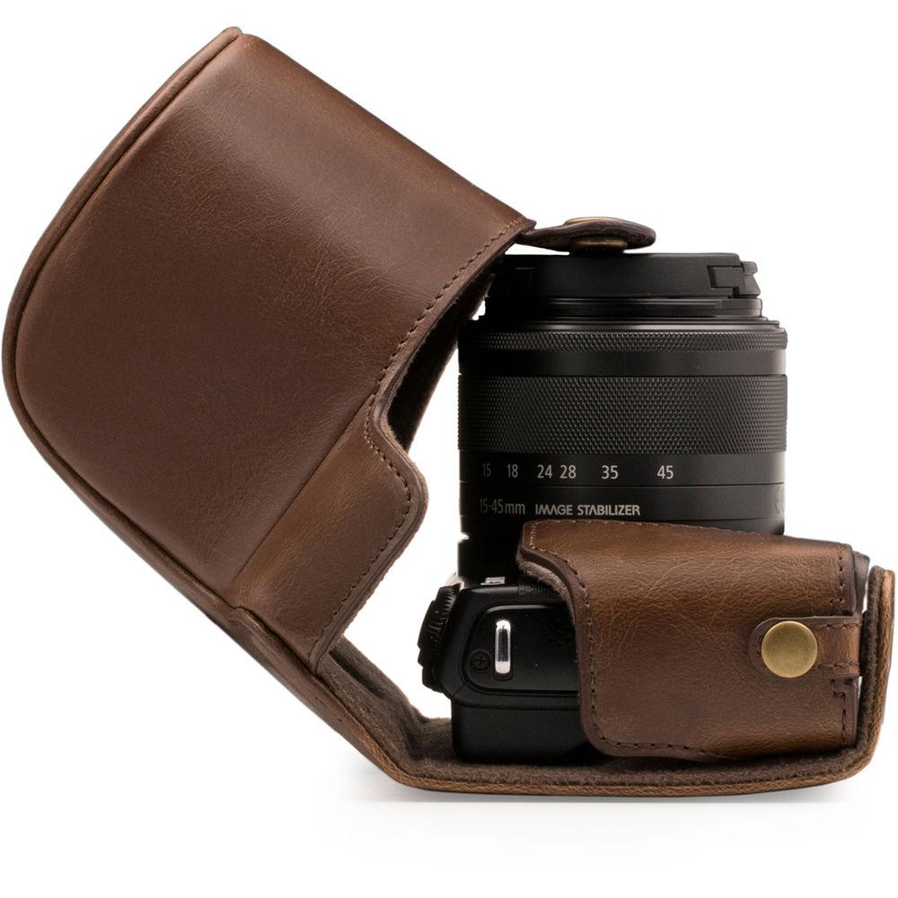MegaGear Ever Ready PU Leather Case with Strap for Canon M100 with 15-45mm
