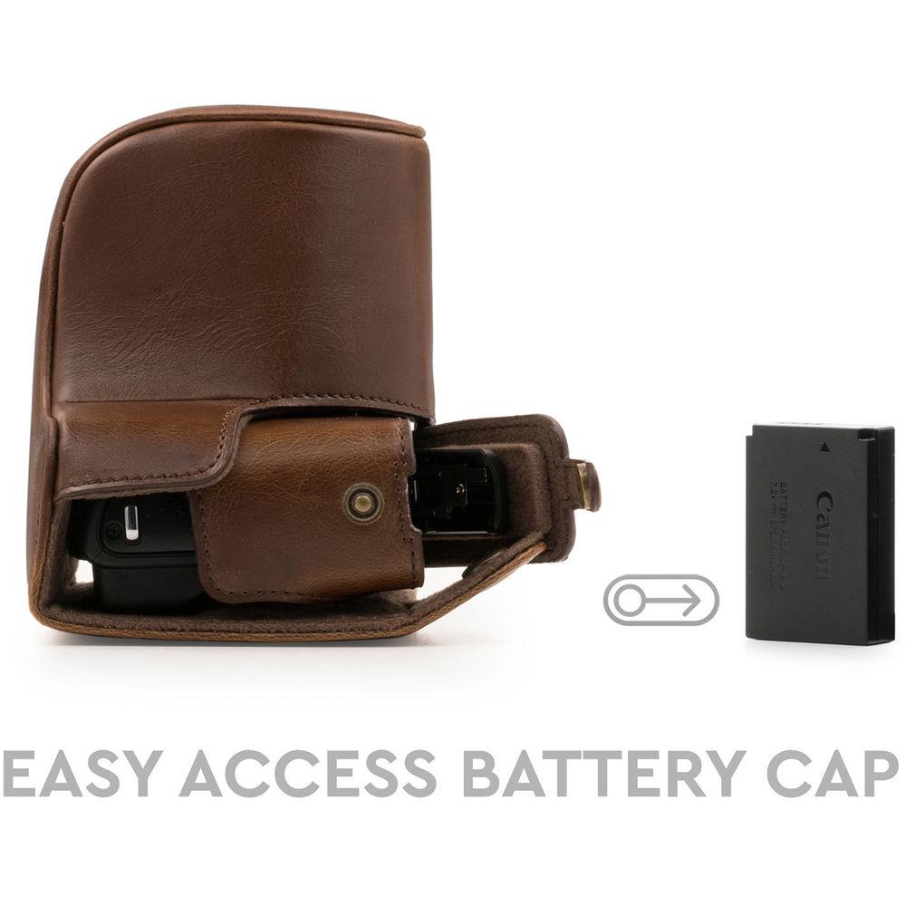 MegaGear Ever Ready PU Leather Case with Strap for Canon M100 with 15-45mm