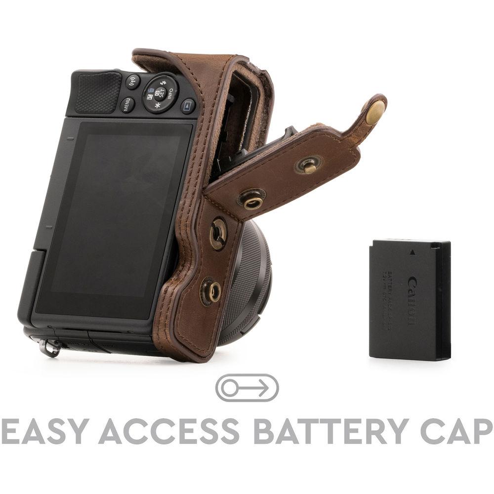 MegaGear Ever Ready PU Leather Case with Strap for Canon M100 with 15-45mm